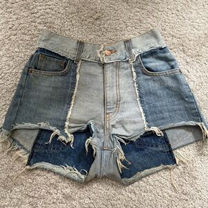 REVICE Blue Patchwork Denim Shorts